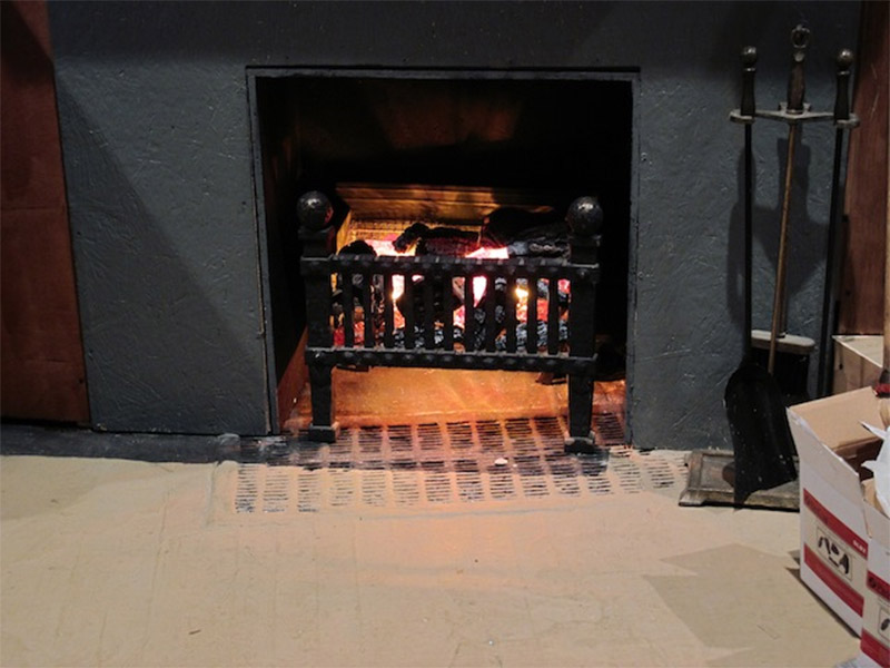 fake fireplace effect indoors