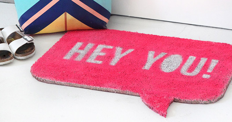 hey you pink welcome mat