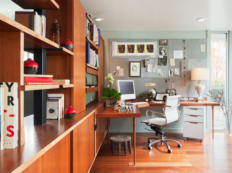 Custom corner desk in home office