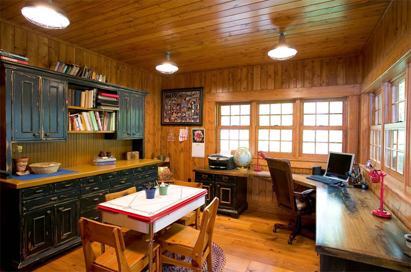 Rustic home office with corner desk