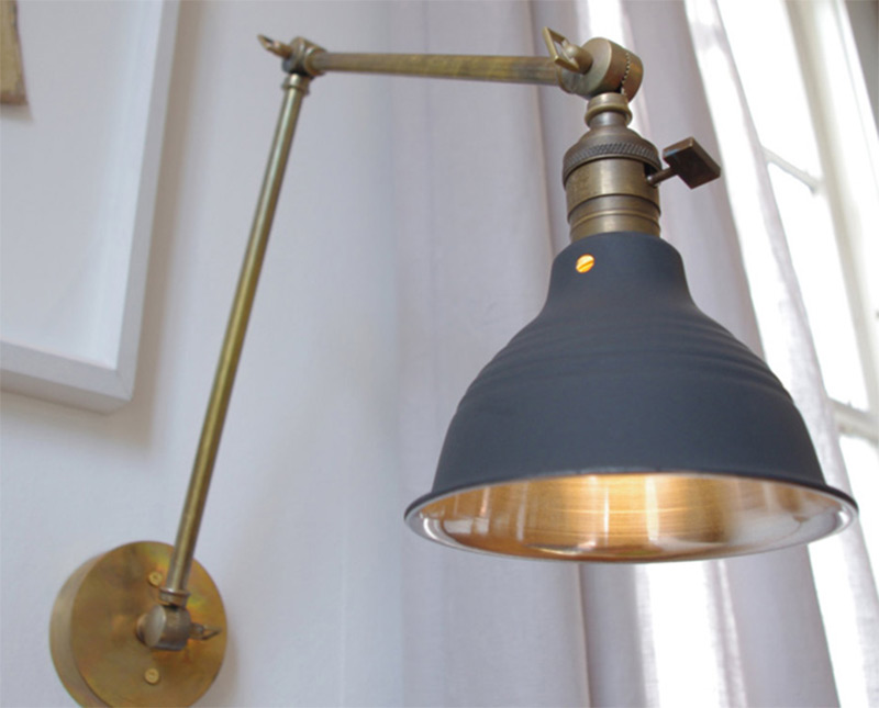 brass hanging industrial wall lamp