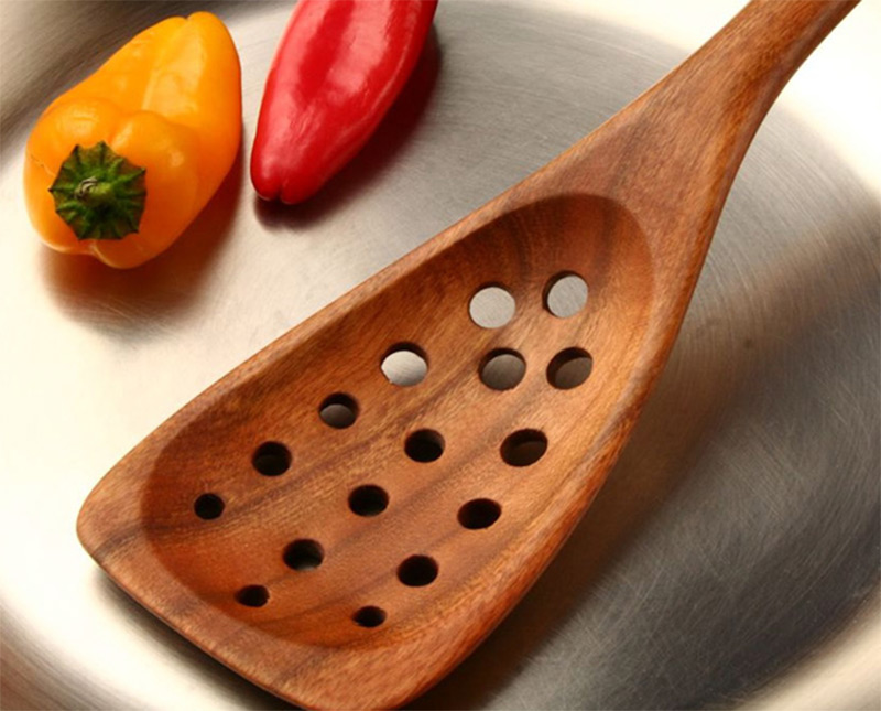 wooden saute spatula spoon strainer utensil
