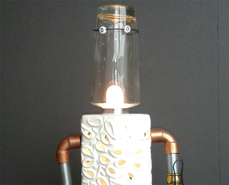 vintage steampunk robot lamp interior