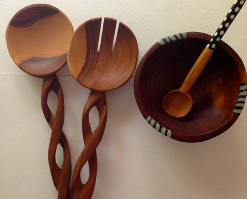 handmade wooden spoons curvy spiral handle
