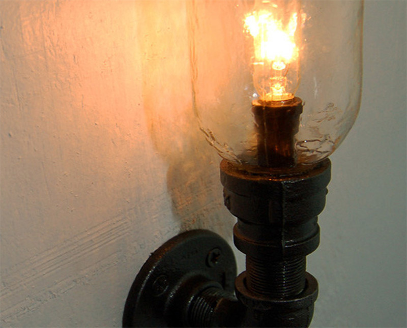 metal pipe steampunk wall light sconce