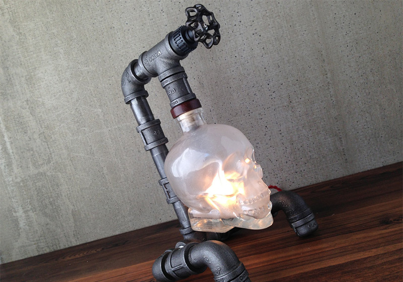 crystal pipes metal skull steampunk lamp